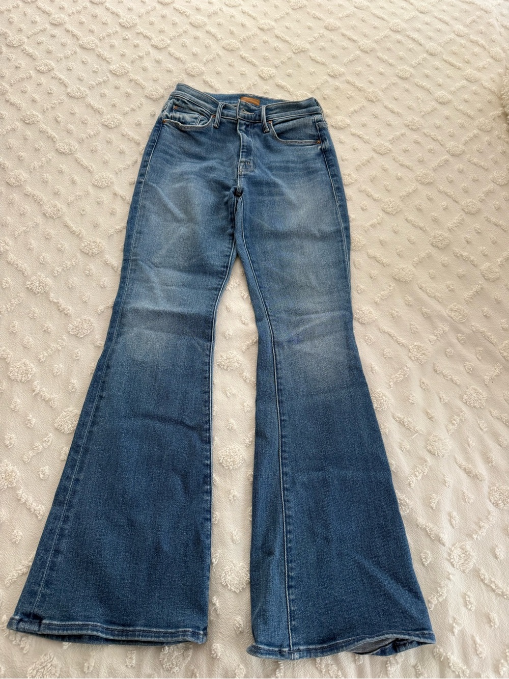 MOTHER Vintage Wash Flare Jeans in Medium Blue